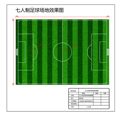 七人制人造草坪足球场尺寸需测量球门尺寸,比赛中圈尺寸,点球距离